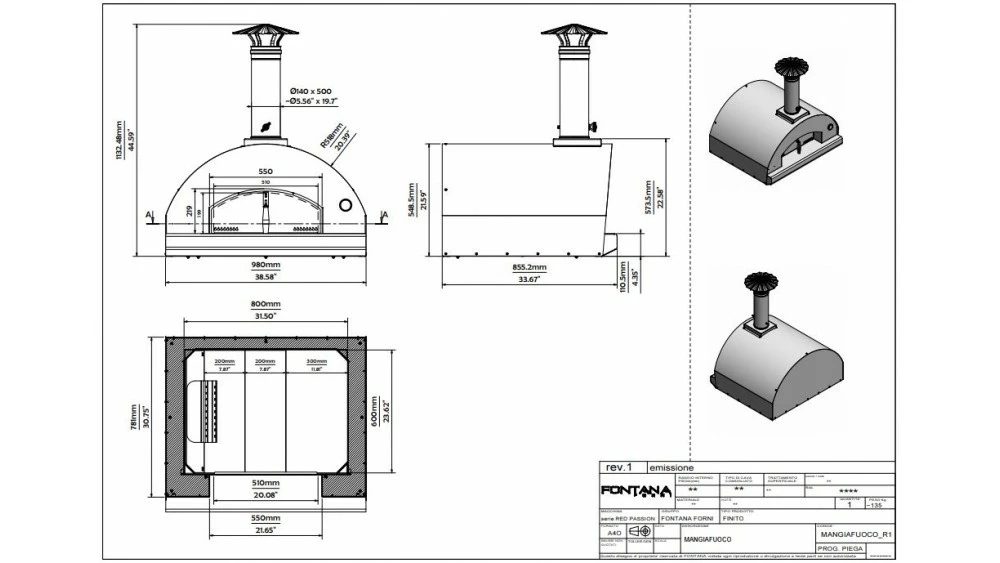 Fontana - Mangiafuoco Built In Gas Pizza Oven - Anthracite 2 Fontana - Mangiafuoco Built In Gas Pizza Oven - Anthracite - Image 2