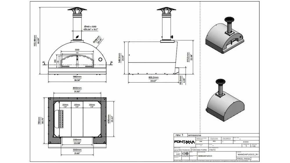 Fontana - Mangiafuoco Built In Wood Pizza Oven - Anthracite 2 Fontana - Mangiafuoco Built In Wood Pizza Oven - Anthracite - Image 2