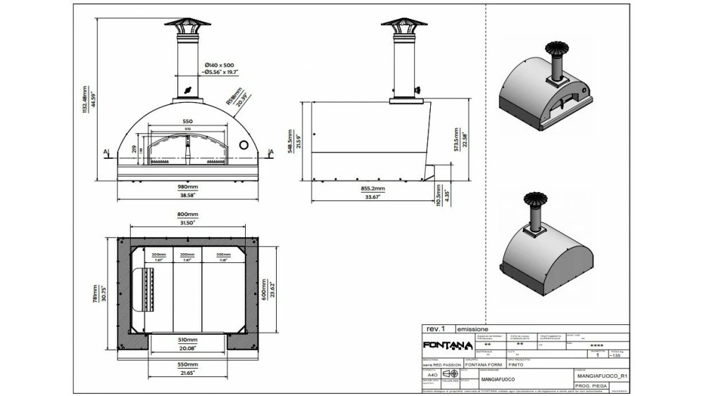 Fontana - Mangiafuoco Built In Wood Pizza Oven - Stainless Steel 2 Fontana - Mangiafuoco Built In Wood Pizza Oven - Stainless Steel - Image 2