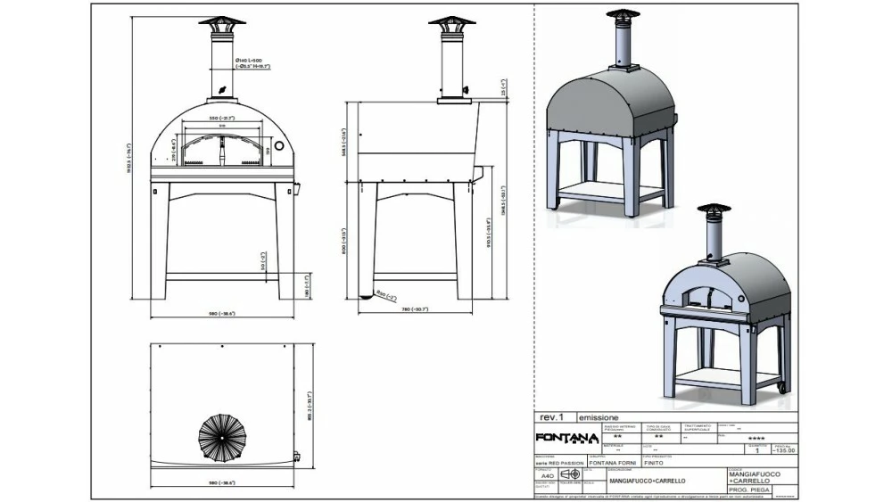 Fontana - Mangiafuoco Wood Pizza Oven With Trolley - Anthracite 2 Fontana - Mangiafuoco Wood Pizza Oven With Trolley - Anthracite - Image 2