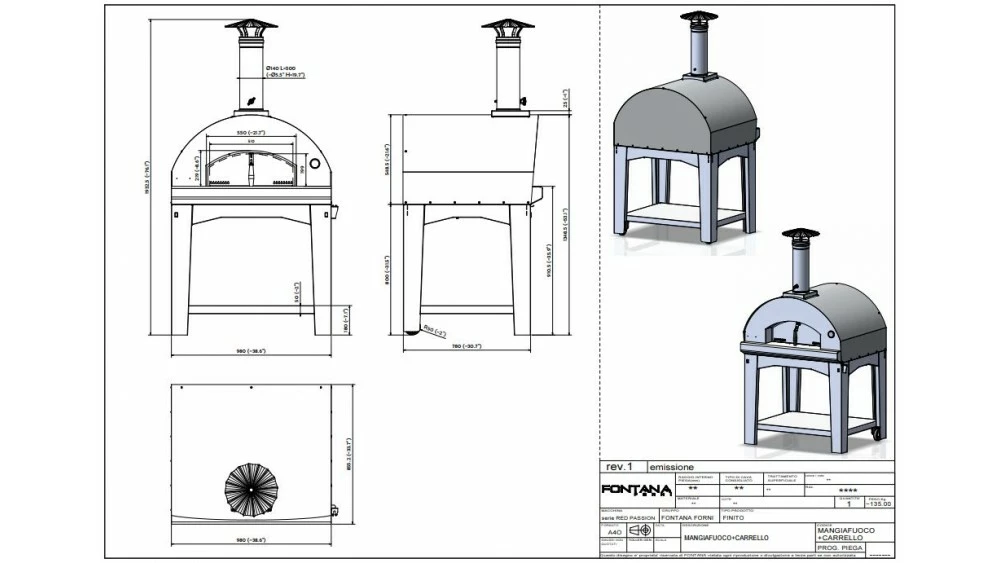 Fontana - Mangiafuoco Wood Pizza Oven With Trolley - Stainless Steel 2 Fontana - Mangiafuoco Wood Pizza Oven With Trolley - Stainless Steel - Image 2