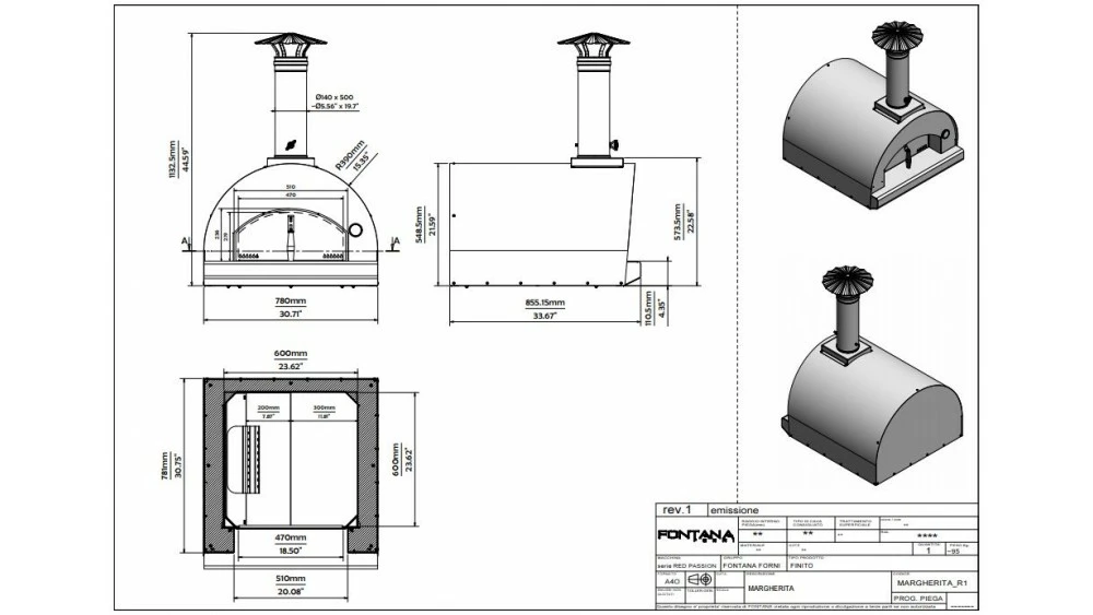 Fontana - Margherita Built In Wood Pizza Oven - Anthracite 2 Fontana - Margherita Built In Wood Pizza Oven - Anthracite - Image 2