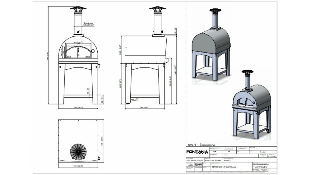 Fontana - Margherita Gas Pizza Oven With Trolley - Anthracite 2 Fontana - Margherita Gas Pizza Oven With Trolley - Anthracite - Image 2