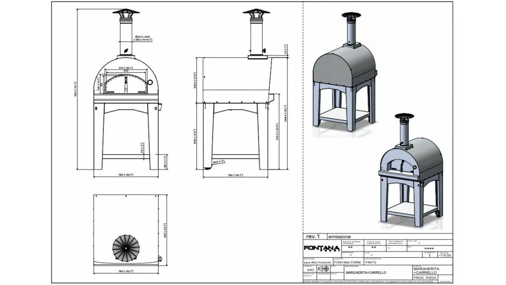 Fontana - Margherita Wood Pizza Oven With Trolley - Stainless Steel 2 Fontana - Margherita Wood Pizza Oven With Trolley - Stainless Steel - Image 2