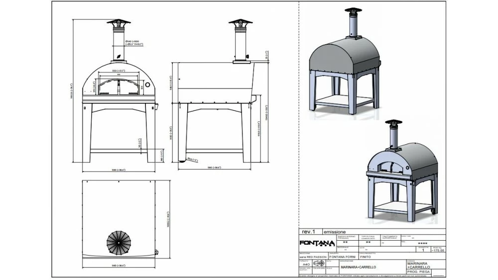 Fontana - Marinara Wood Pizza Oven With Trolley - Stainless Steel 2 Fontana - Marinara Wood Pizza Oven With Trolley - Stainless Steel - Image 2